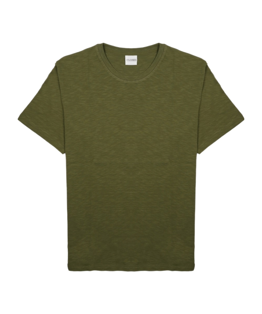 Closed Classic Organic Cotton T-shirt In Olive Green