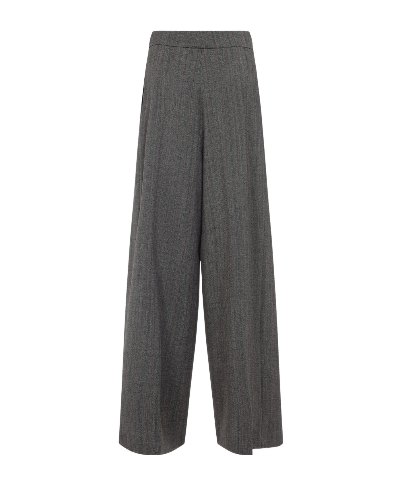 Dries Van Noten High Waist Wide Leg Trousers With Button Detail In Gray