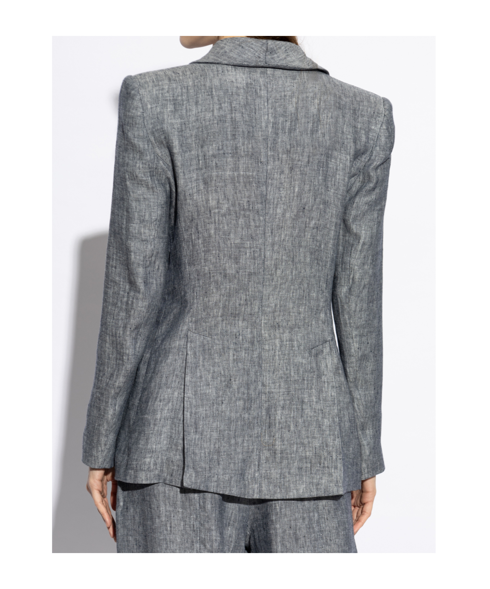 Shop Emporio Armani Double-breasted Blazer In Gray