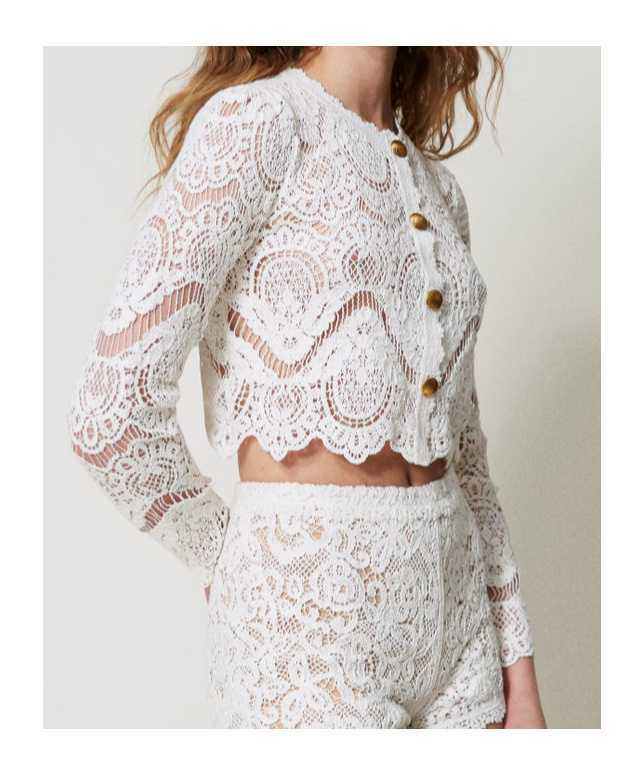 Shop Twinset Knitted Cropped Jacket In White