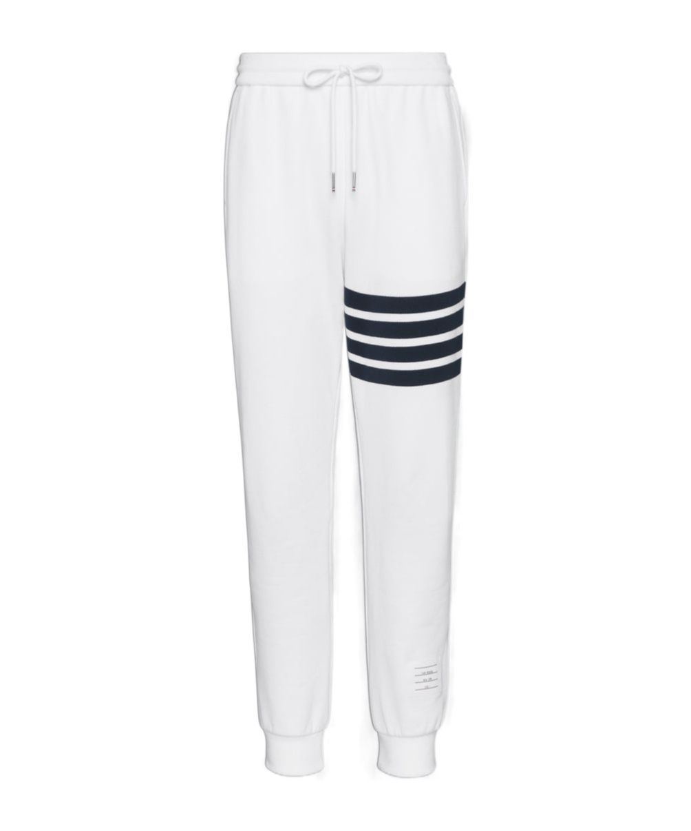 Thom Browne Cotton Sweatpants With Signature Stripe Detail In White
