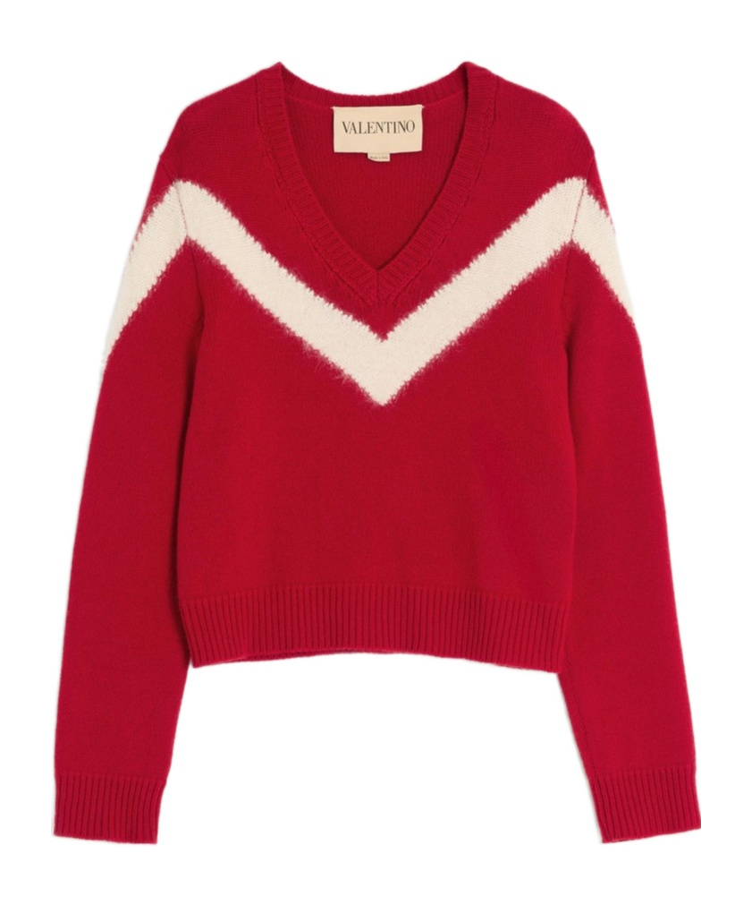 Valentino Wool Jumper With Vlogo Bow At The Back In Red