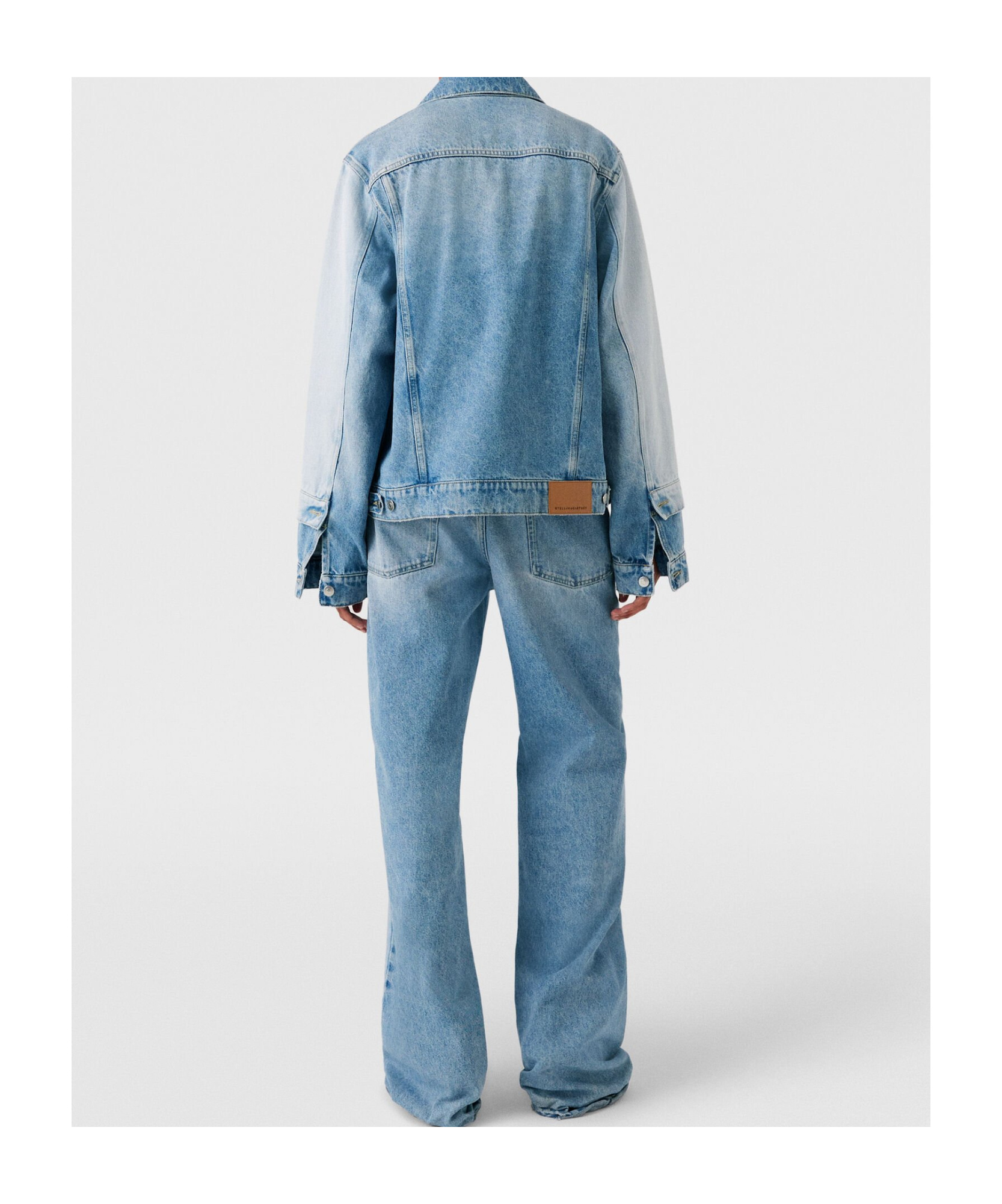 Stella Mccartney Two-tone Straight Leg Jeans With Concealed Fly In Blue