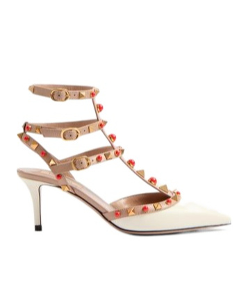 Valentino 65mm Rockstud Patent Leather Pumps In Nude