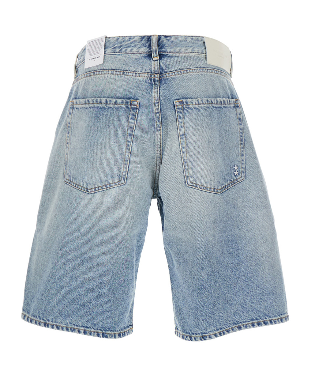 Icon Denim Light Blue Bermuda Pants With Wide Leg And Logo Patch On The Rear