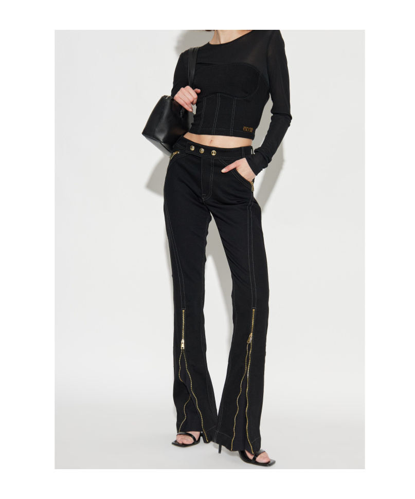 Versace Jeans Couture Zip-detailed Jeans In Black