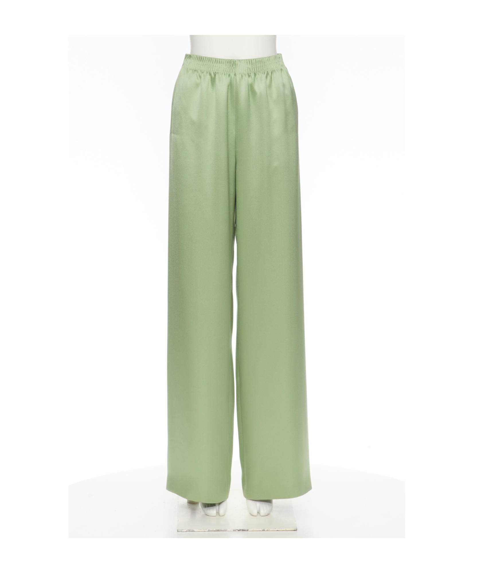 Valentino Double-layer Duke Satin Trousers In Green