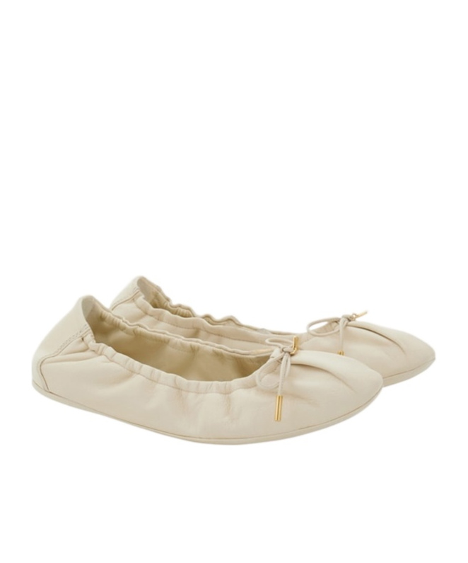 Ferragamo Leather Ballerina Shoes In Nude
