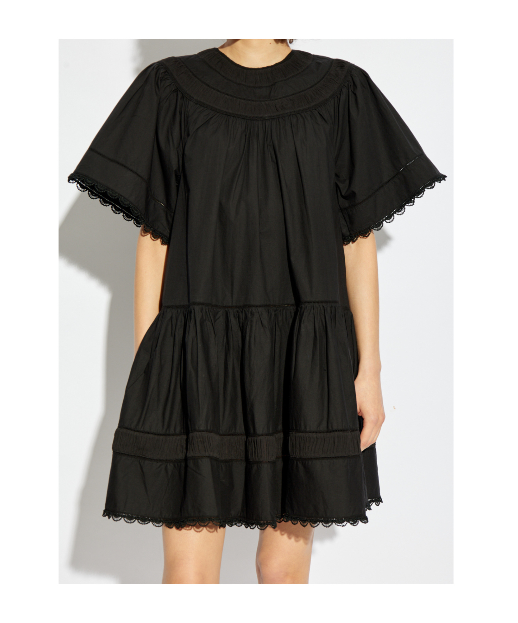 Ulla Johnson Scalloped Cotton Minidress In Black