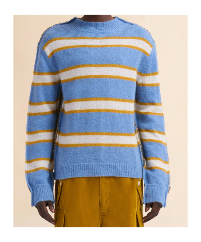 Marni Striped Pattern Round Neck Sweater In Blue