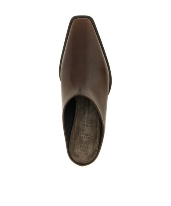 Brunello Cucinelli Western Leather Monili-heel Mules In Brown