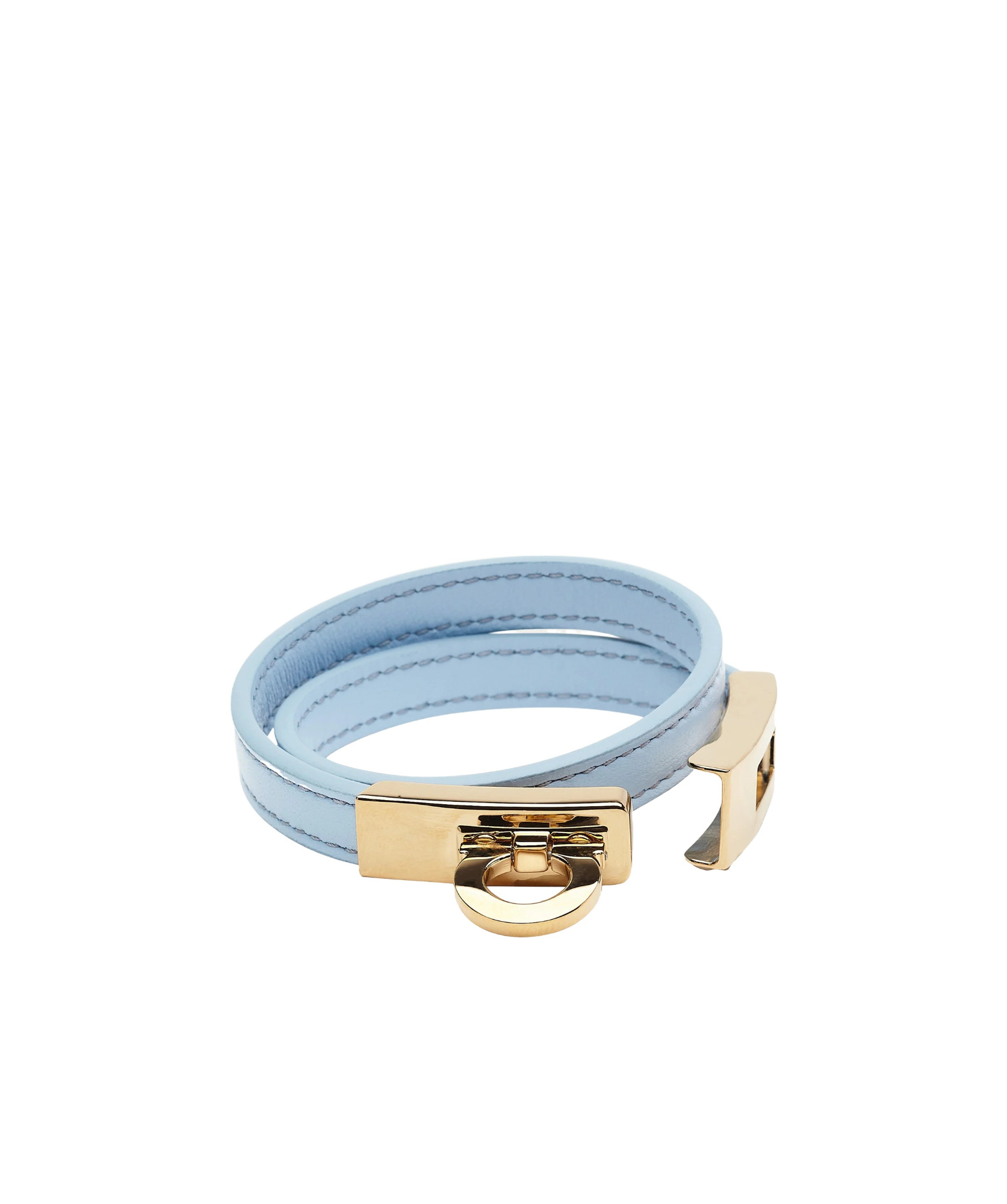 Ferragamo Gancini Double Twist Bracelet In Light Blue