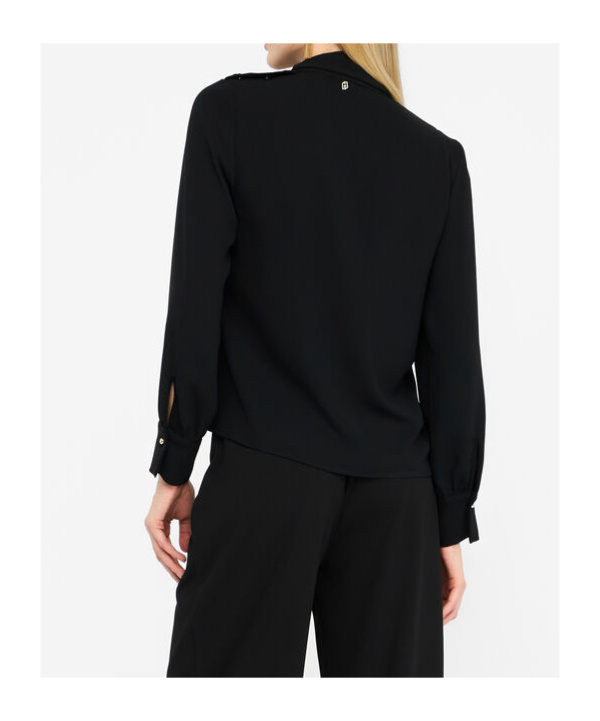 Liu •jo High-neck Button-detail Blouse In Black