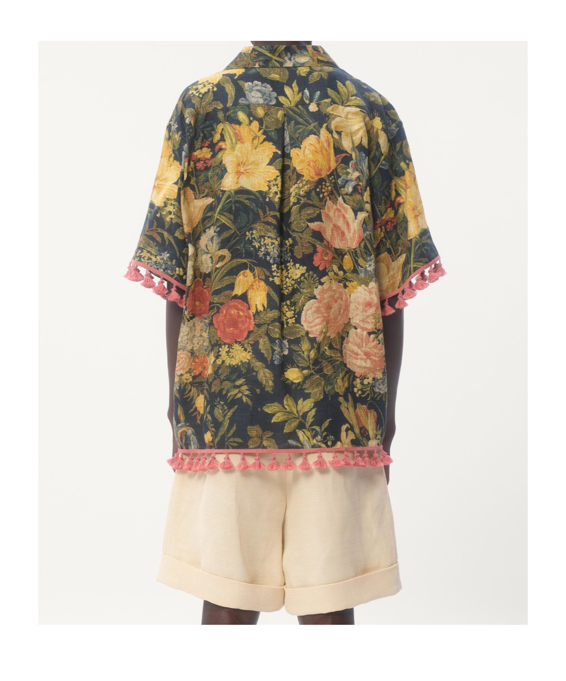 Shop Valentino Linen Bowling Shirt With Apres L'hiver Print In Green