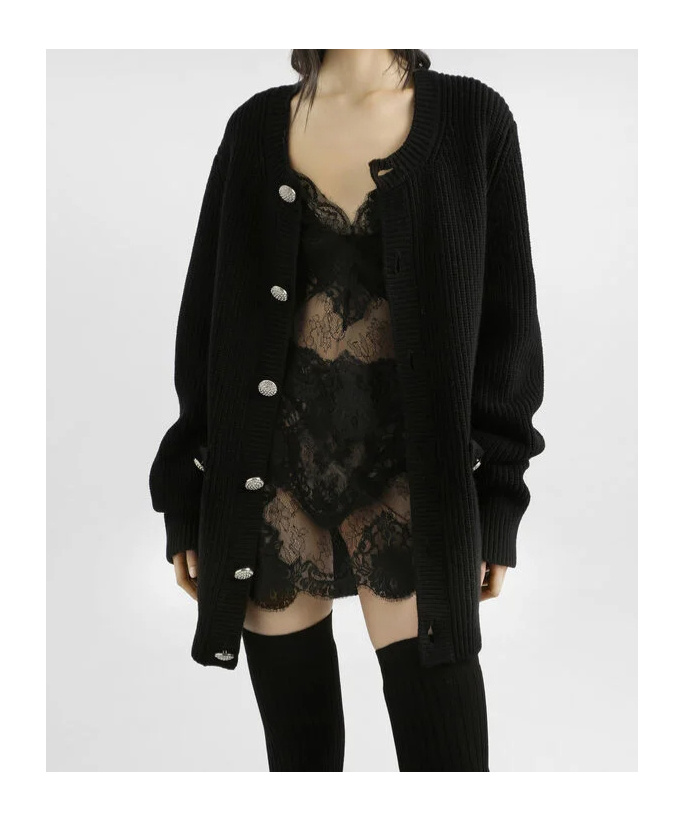 Dolce & Gabbana Jewel Buttons Cardigan Sweaters And Cardigans Black In Black
