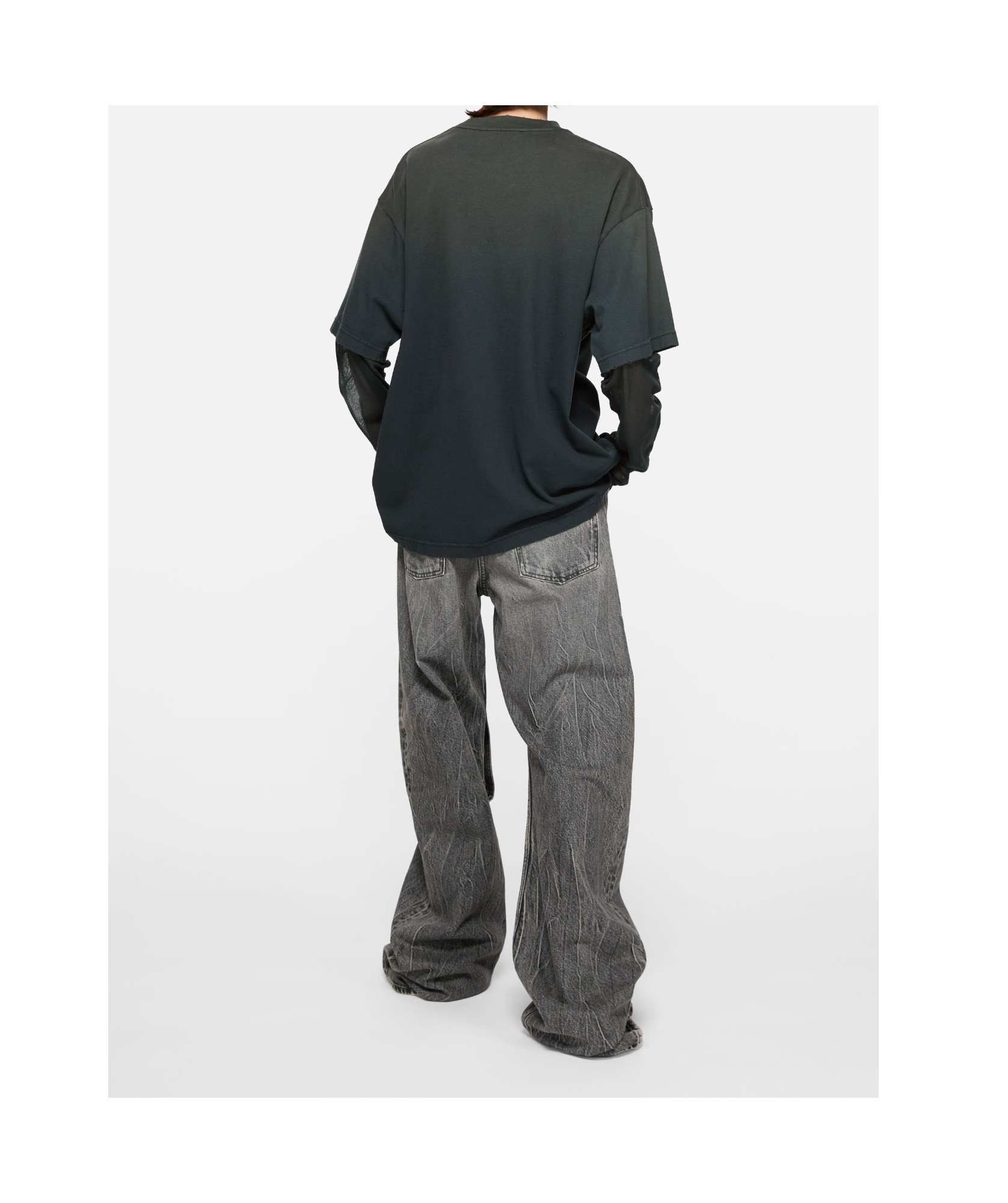 Acne Studios Fake Two Piece Logo T-shirt In Gray