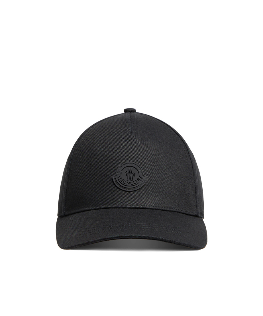Moncler Cotton Gabardine Curved Brim Baseball Cap In Black