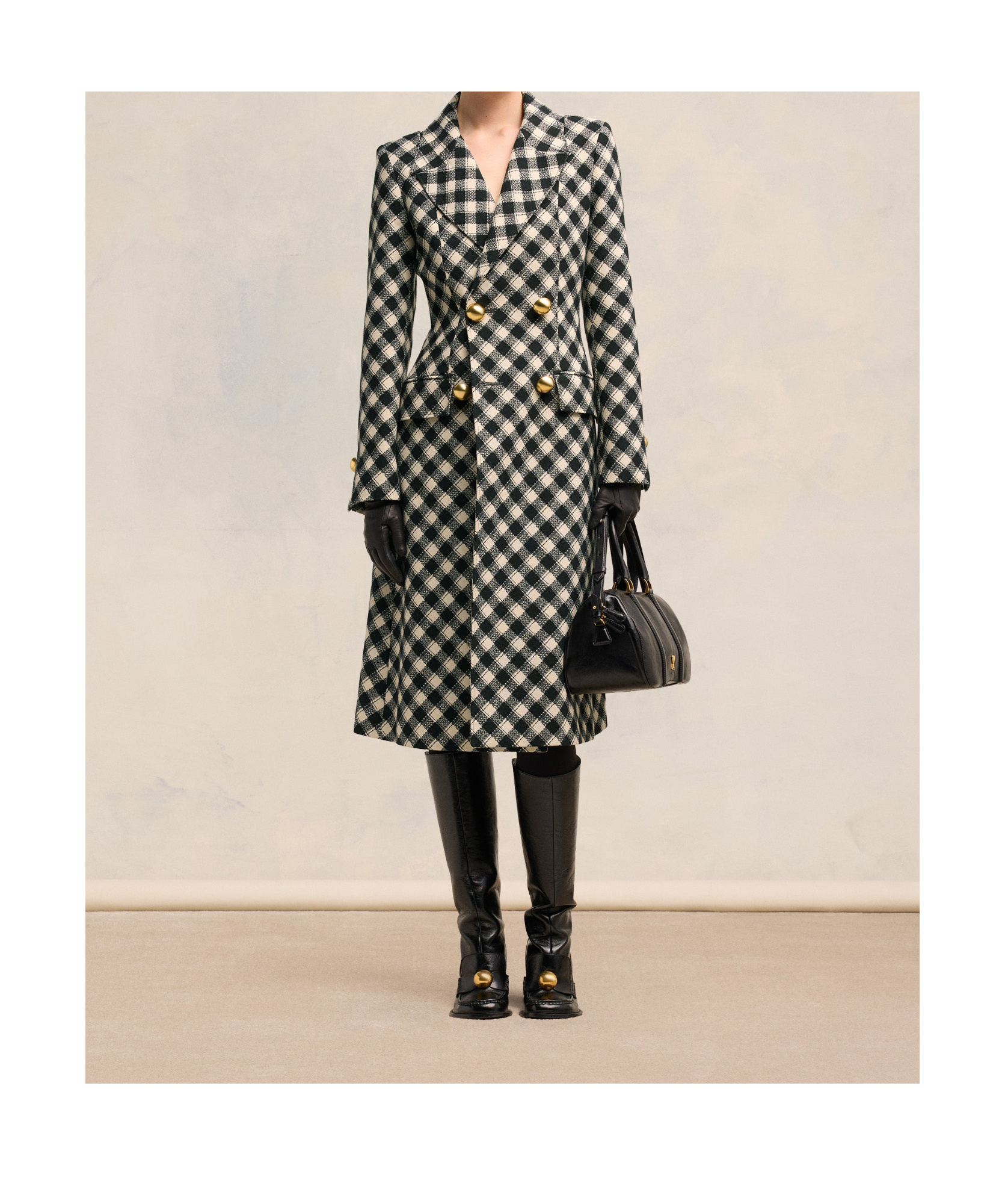 Ami Alexandre Mattiussi Checked Wool Coat In Black