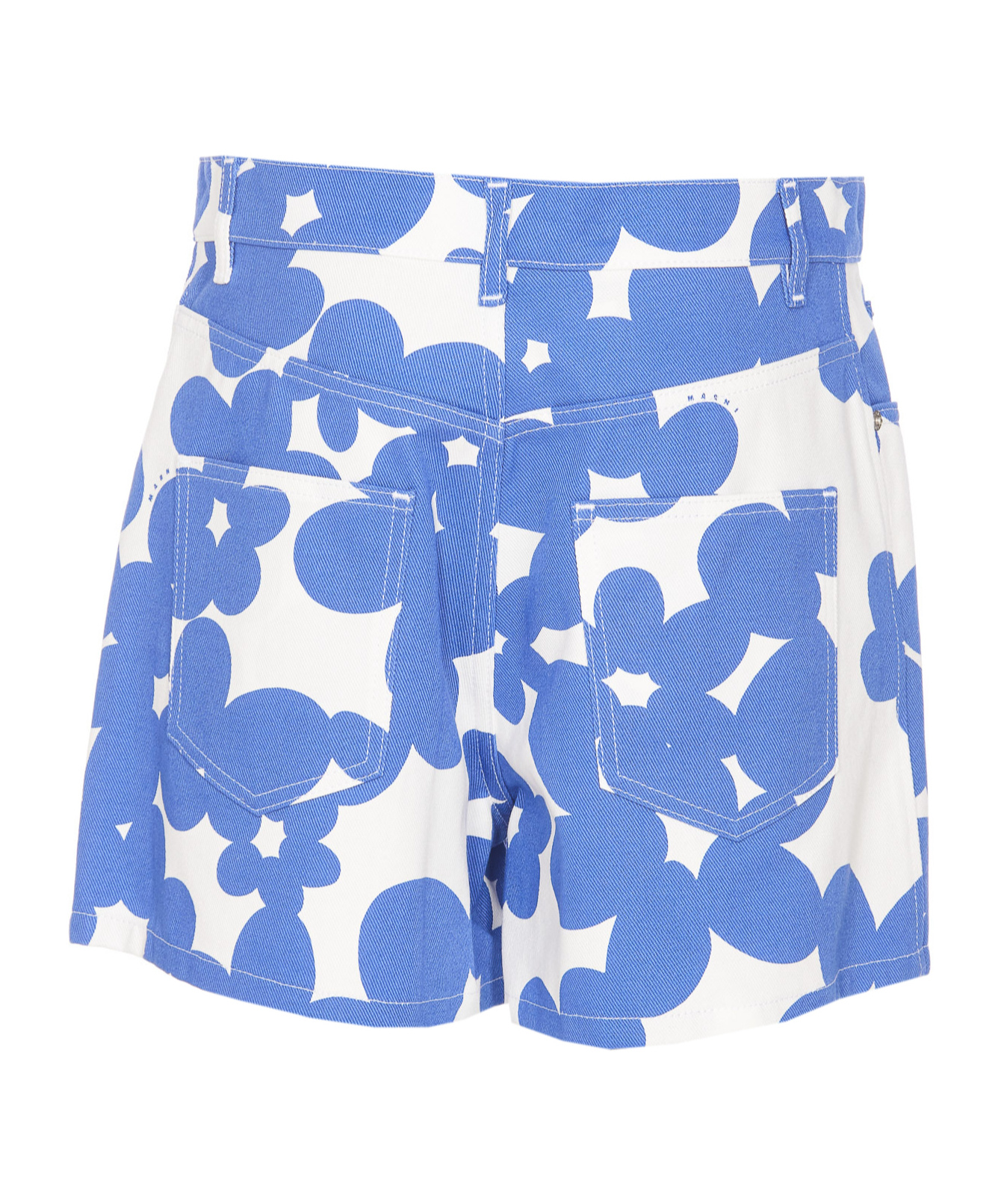 Marni High Waist Printed Shorts With Belt Loops In Blue