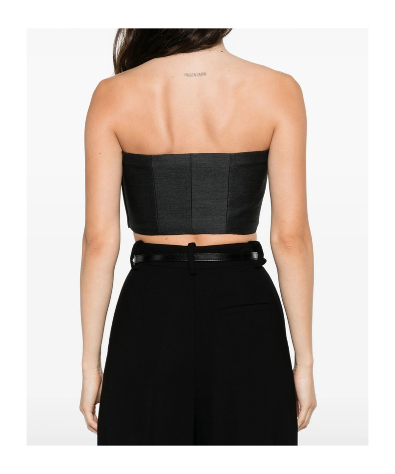 Alberta Ferretti Bead-embellished Bustier Top In Black