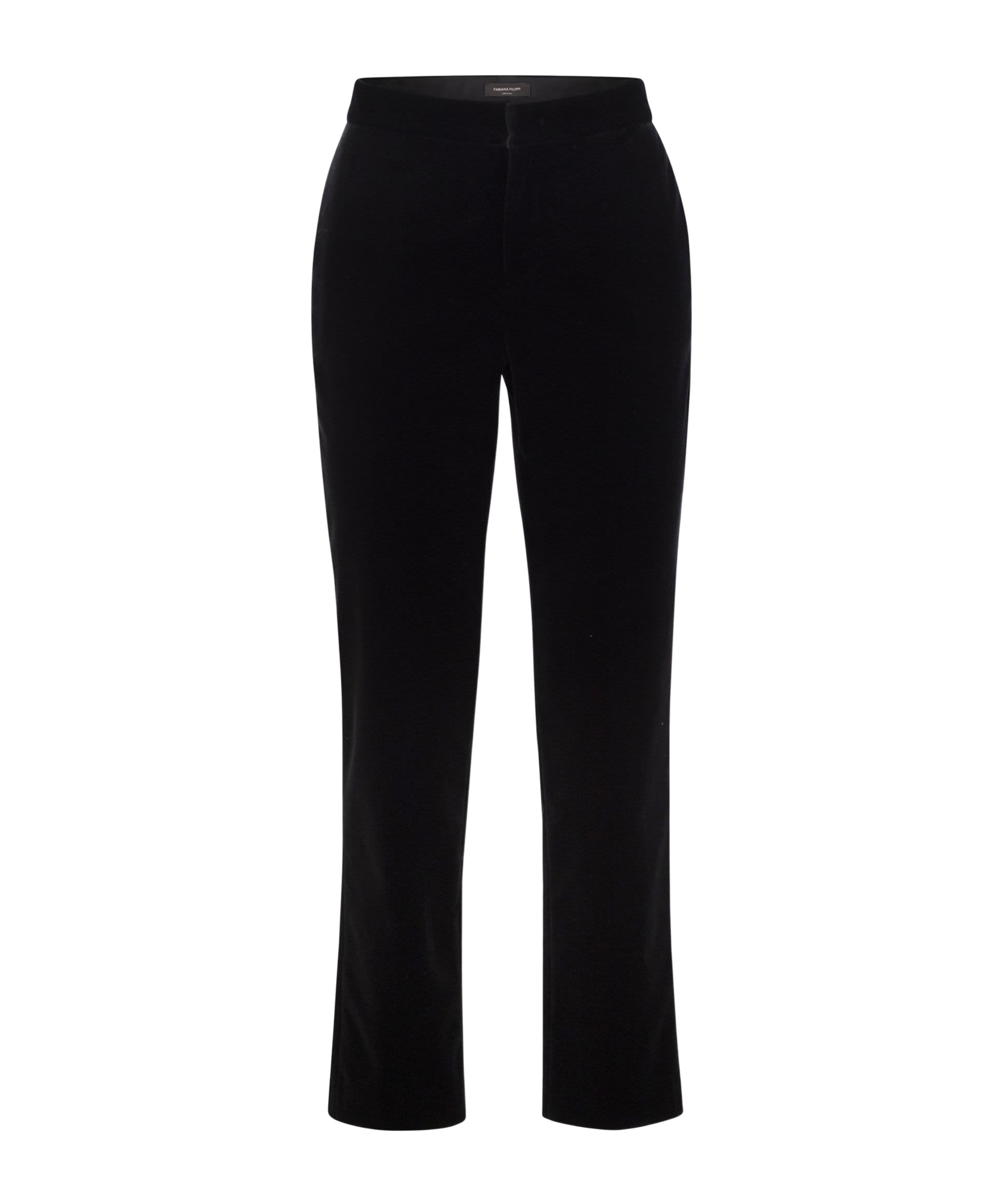 Fabiana Filippi Velvet-textured Regular Fit Trousers With Side Pockets In Black