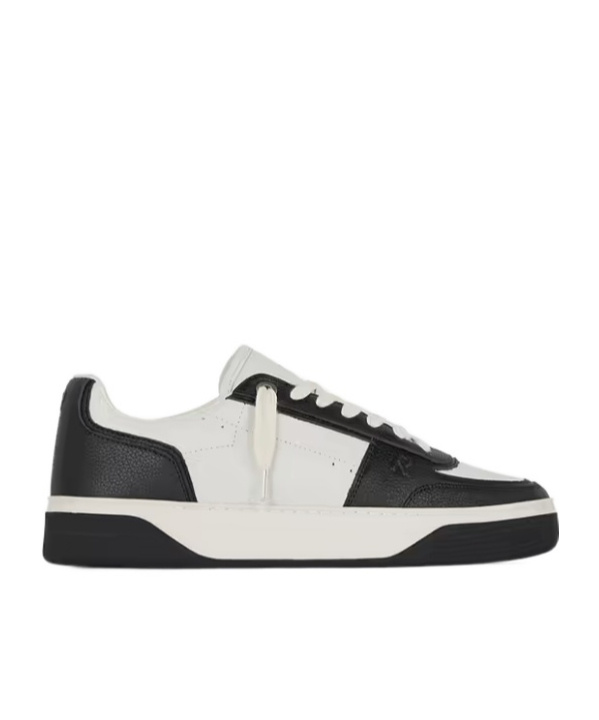 Represent Two-tone Leather And Suede Initial Sneakers In Black White