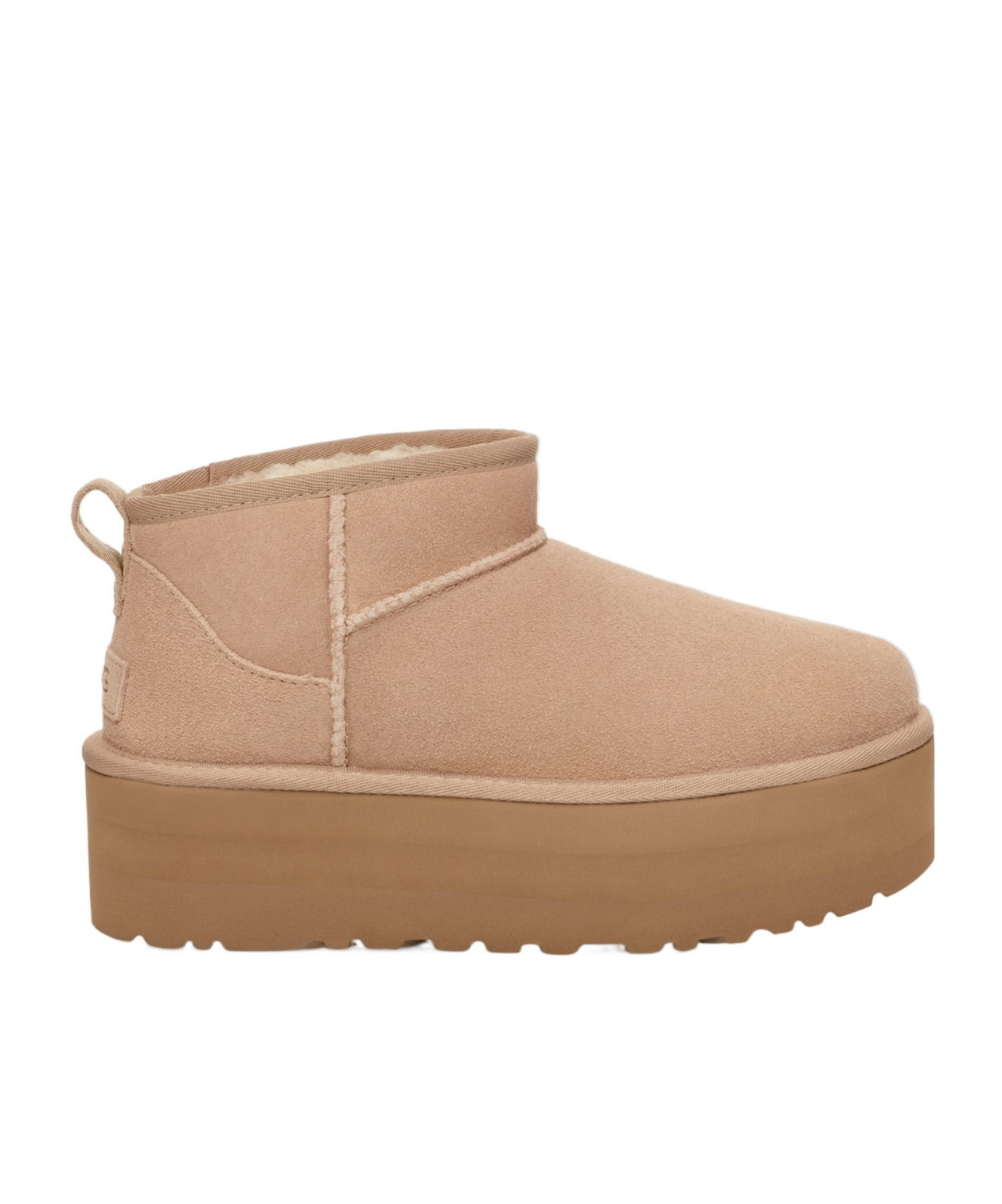 Ugg Womens Beige Classic Ultra Mini Suede And Shearling Platform Ankle Boots Eur 38/5 Uk In Brown