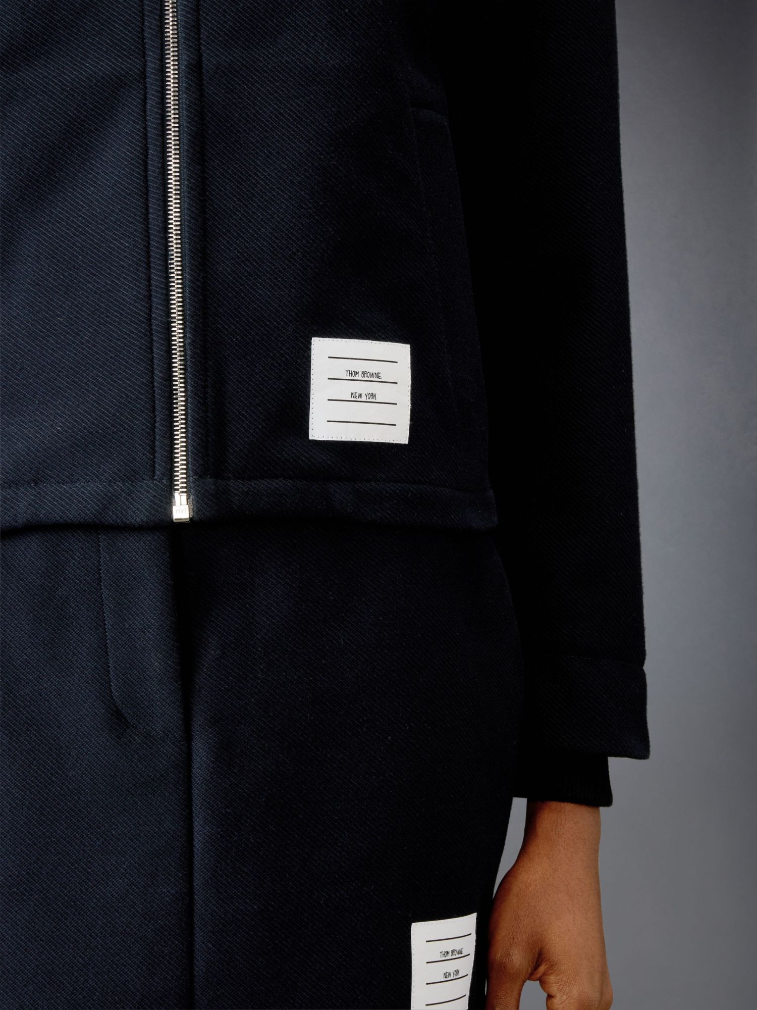 Thom Browne Ribbed Collar Jacket In Blue