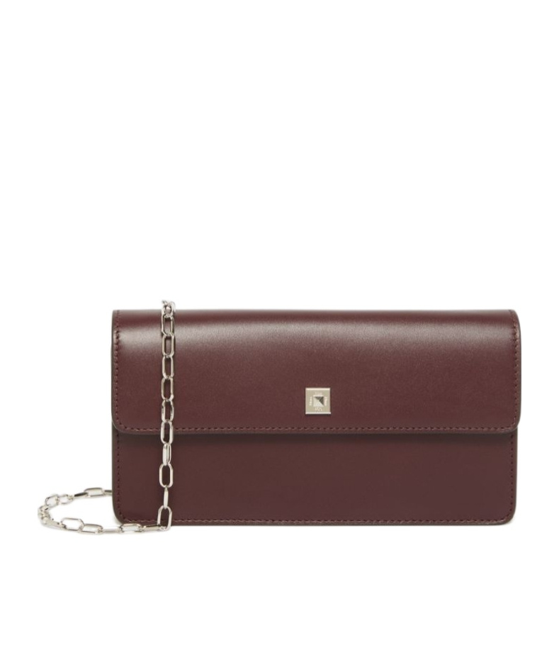 Max Mara Leather Phone Pouch In Burgundy