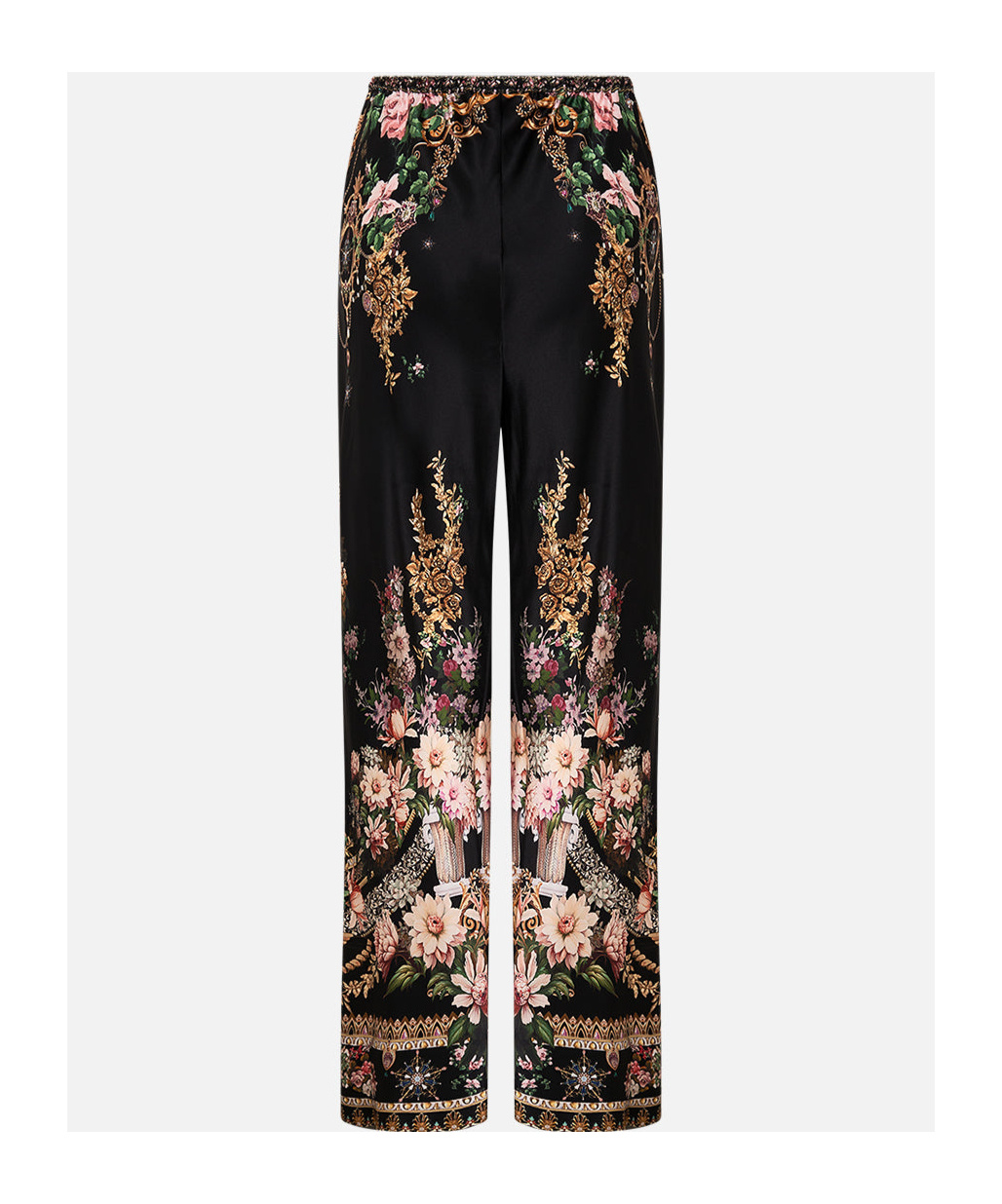 Camilla Bias-cut Silk Wide-leg Drawstring Pants In Black