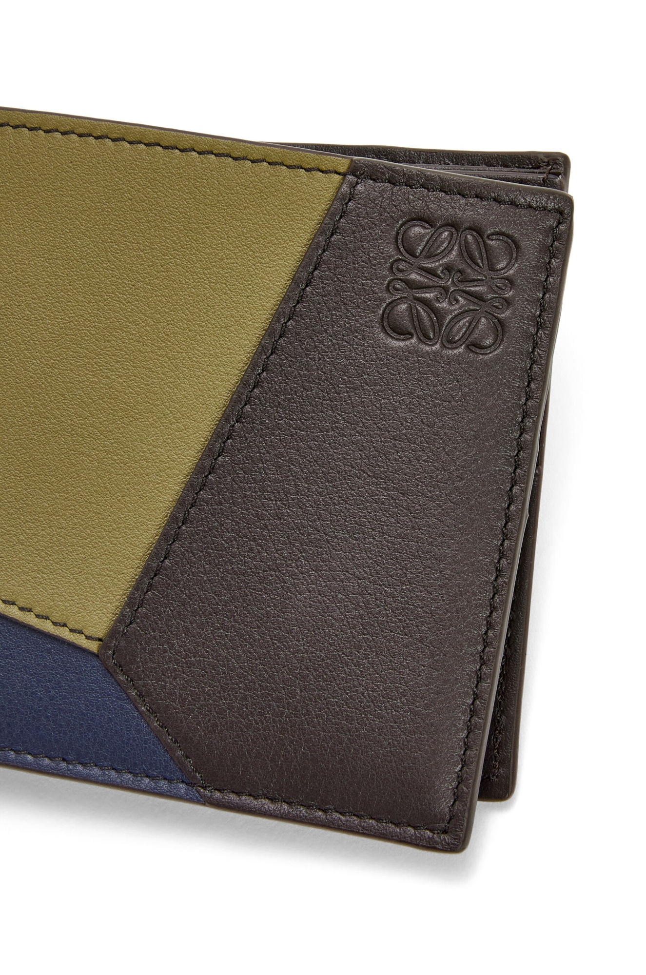 Shop Loewe Puzzle Edge Double Fold Wallet In Green