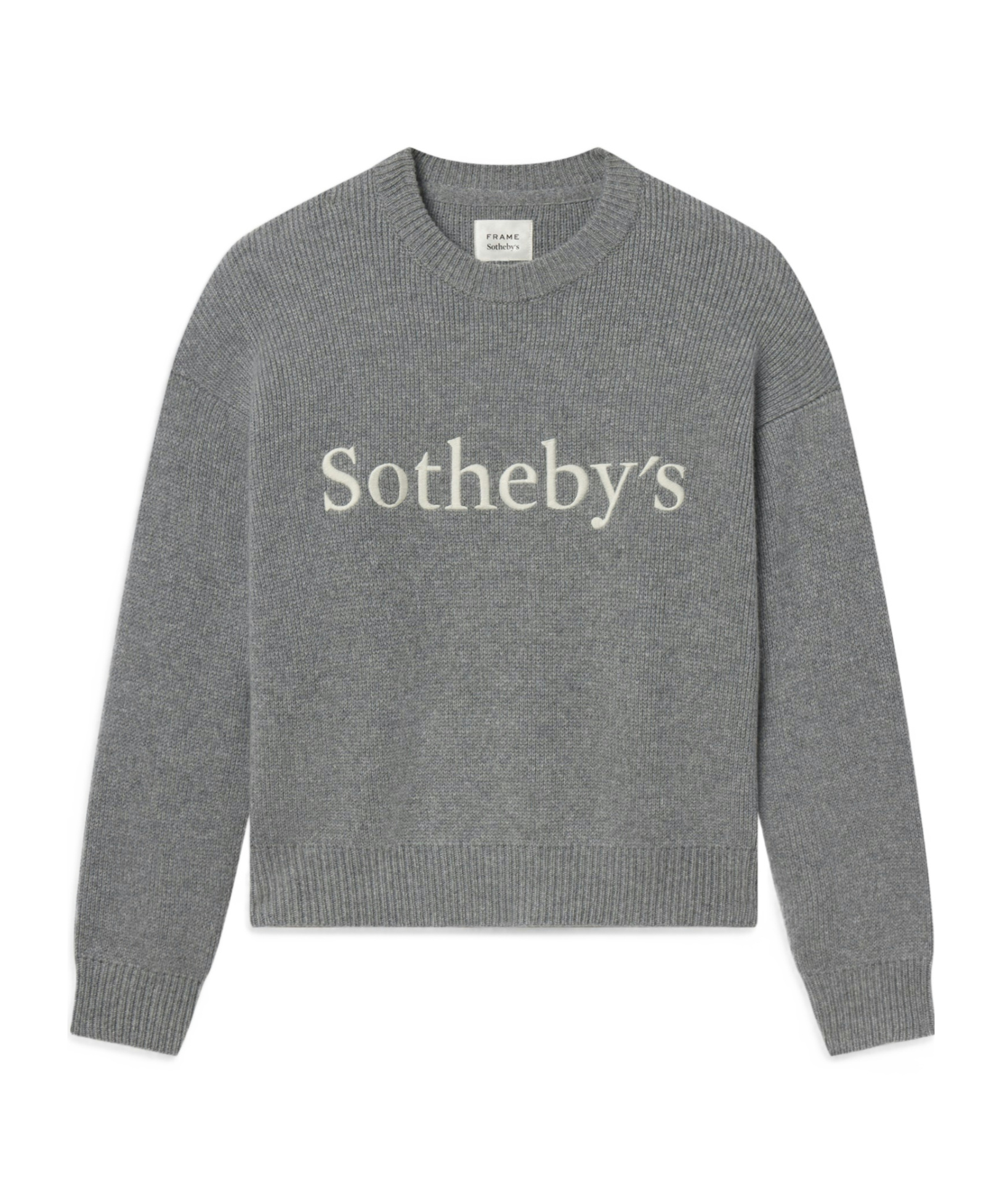 Frame Logo Crew Neck Sweater In Gray