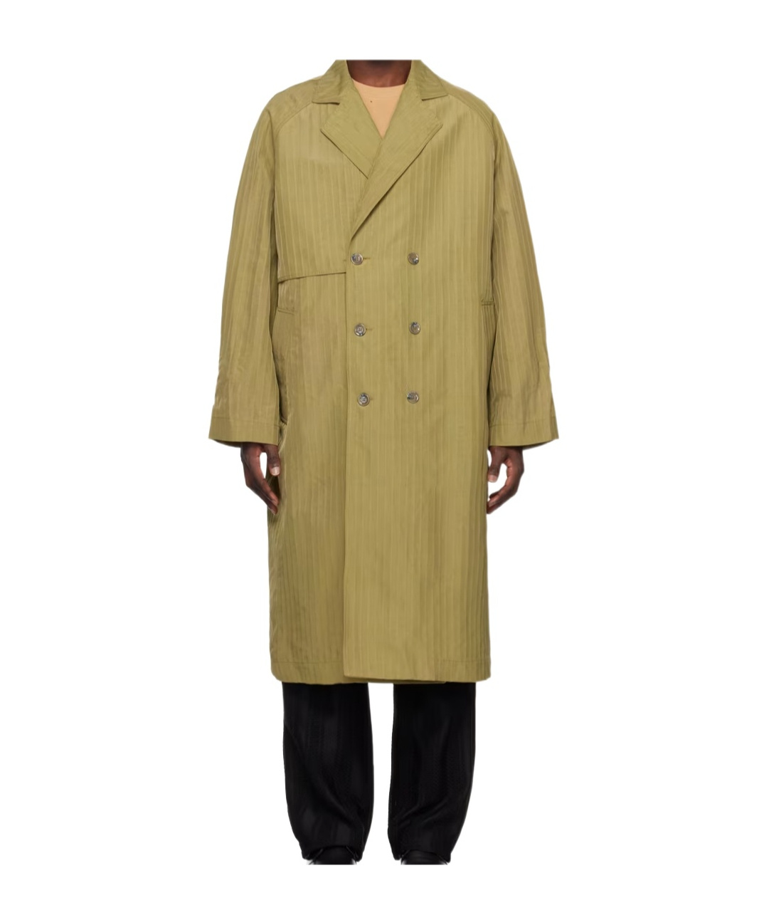 Song For The Mute Double-breasted Trench Coat In Green