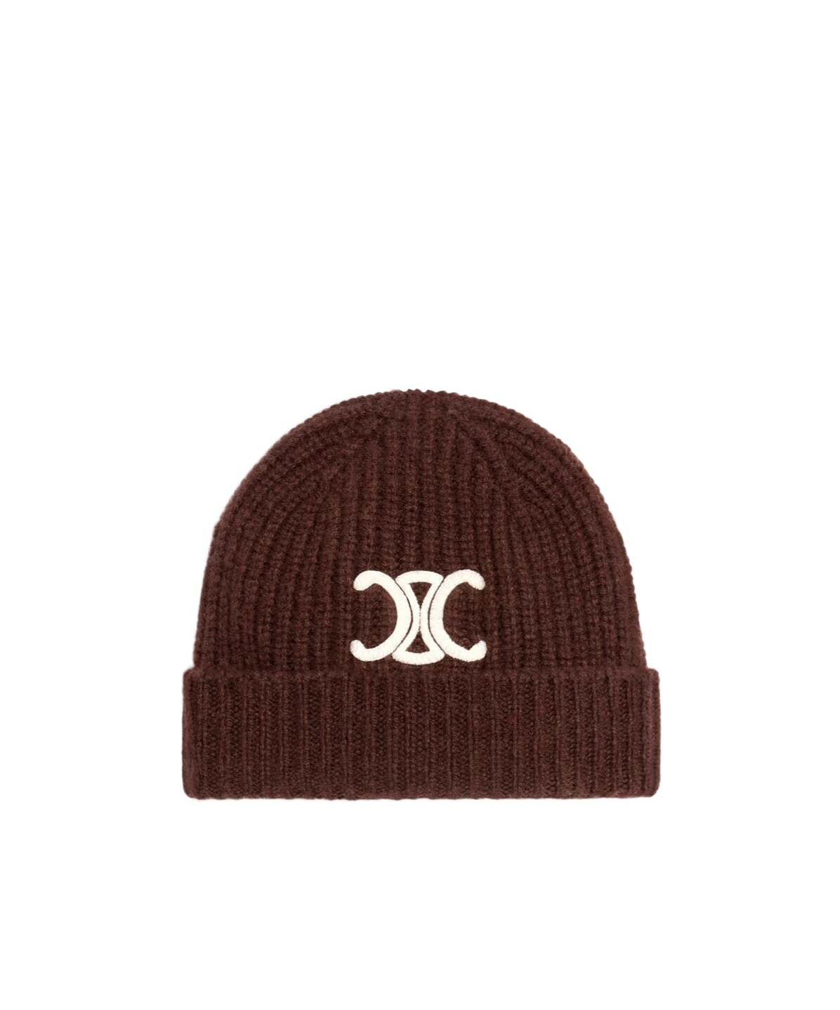 Celine Triomphe Beanie In Seamless Cashemire In Brown