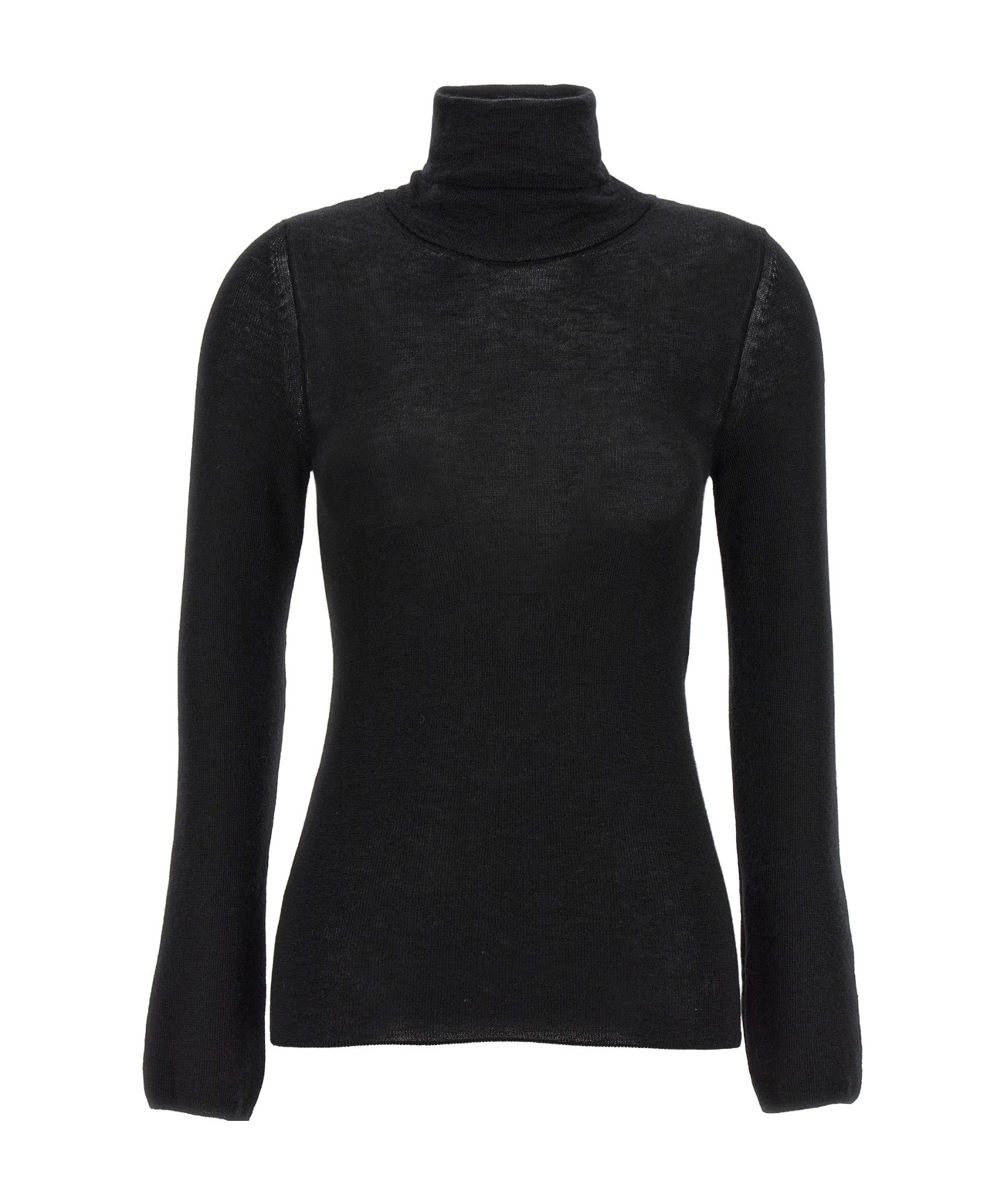 Tom Ford Turtleneck Long-sleeve Fine Cashmere-silk Top In Black