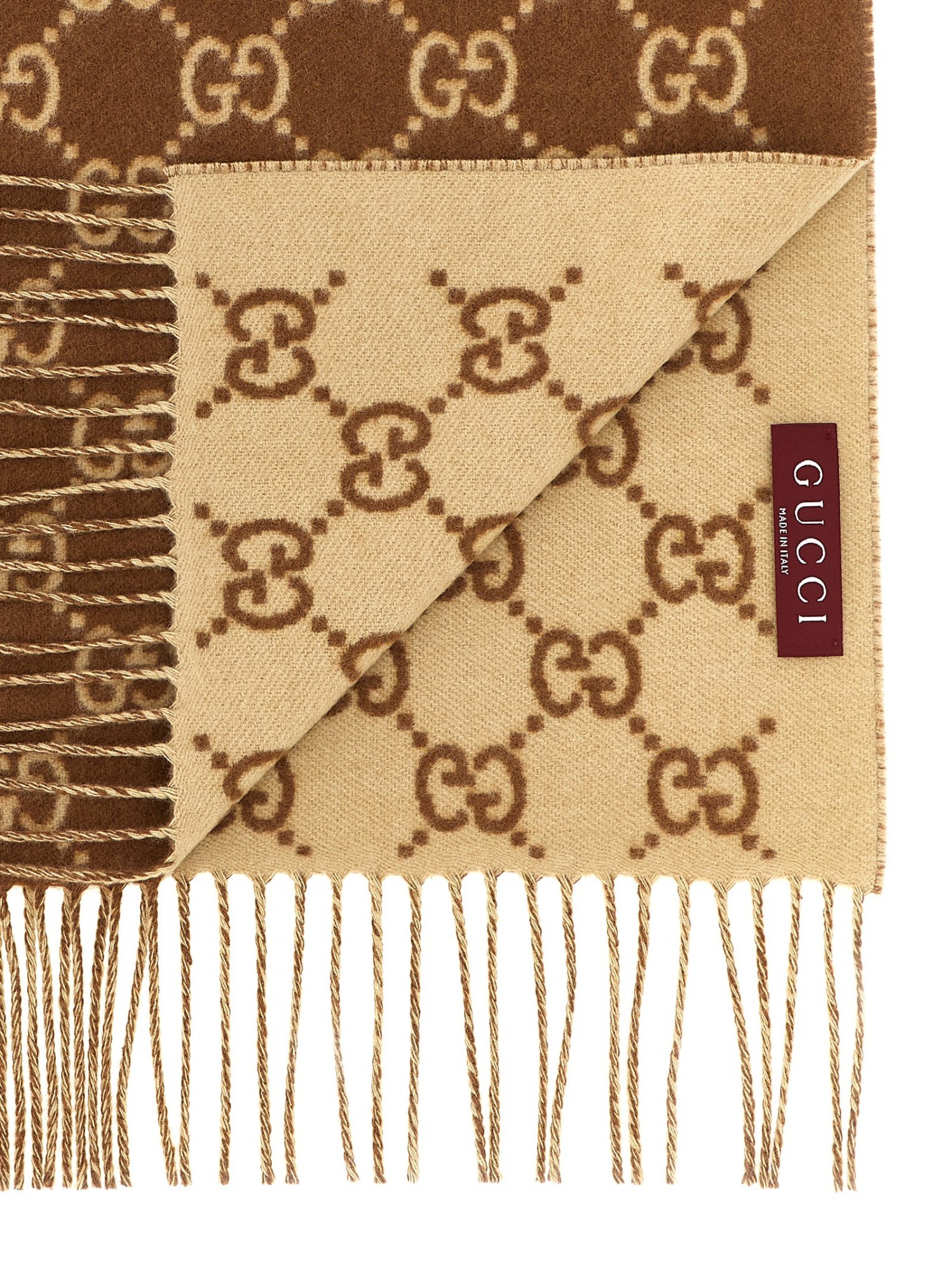 Gucci Women Gg Cashmere Scarf In Brown