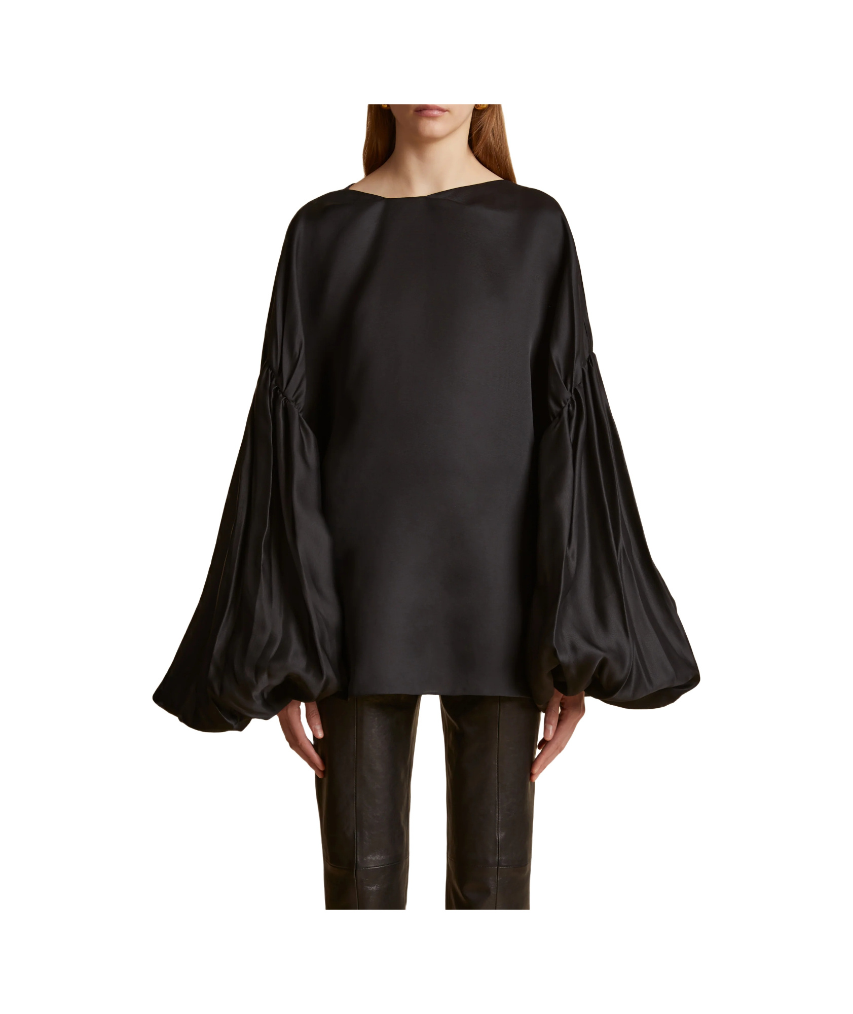 Khaite The Quico Puff-sleeved Blouse In Black