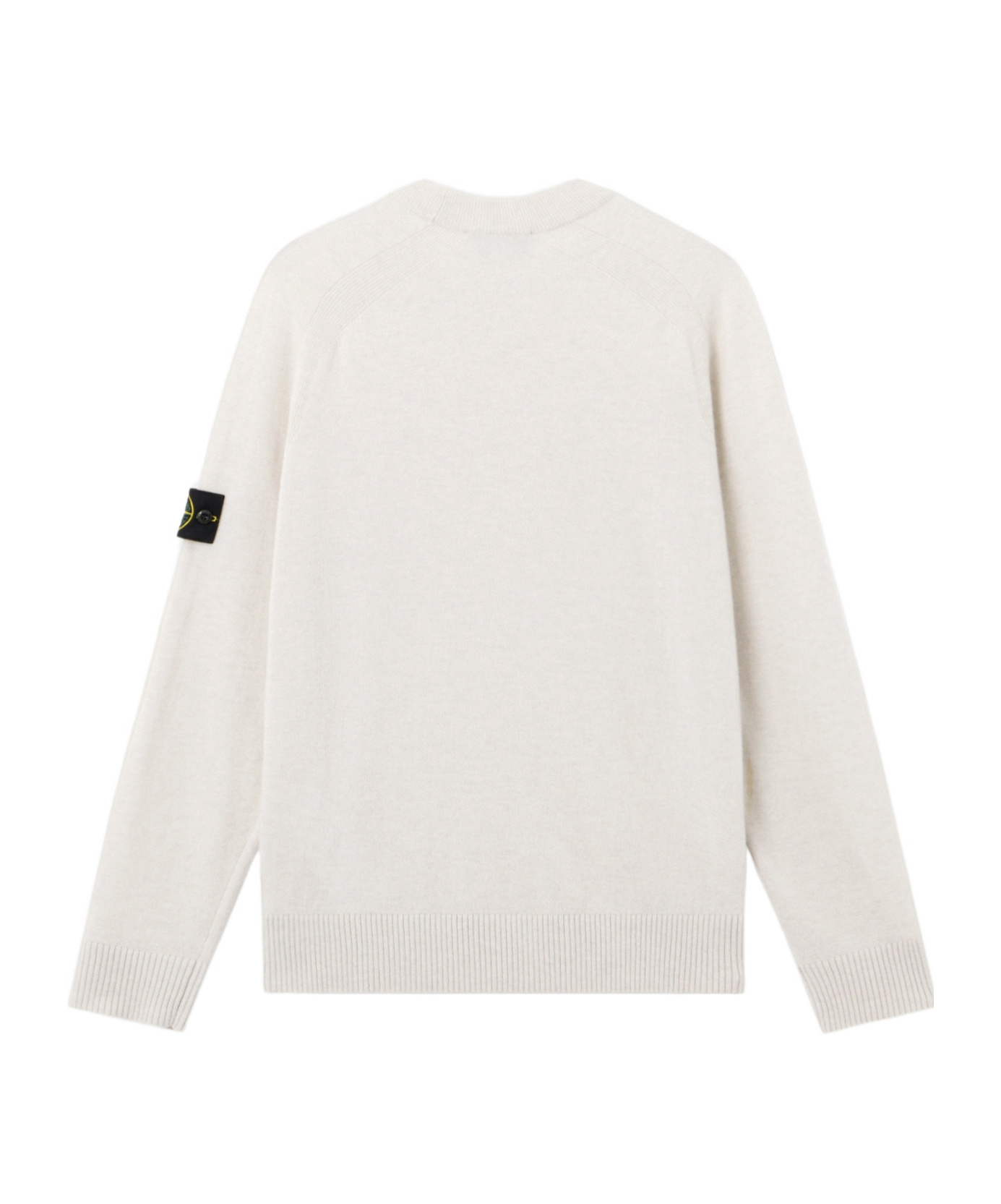 Stone Island Knit Crewneck Jumper In Light Rws Geelong Wool In White