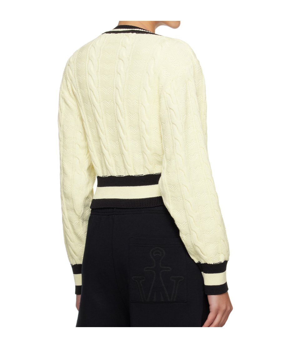 Open Yy Cable-knit Cardigan In White