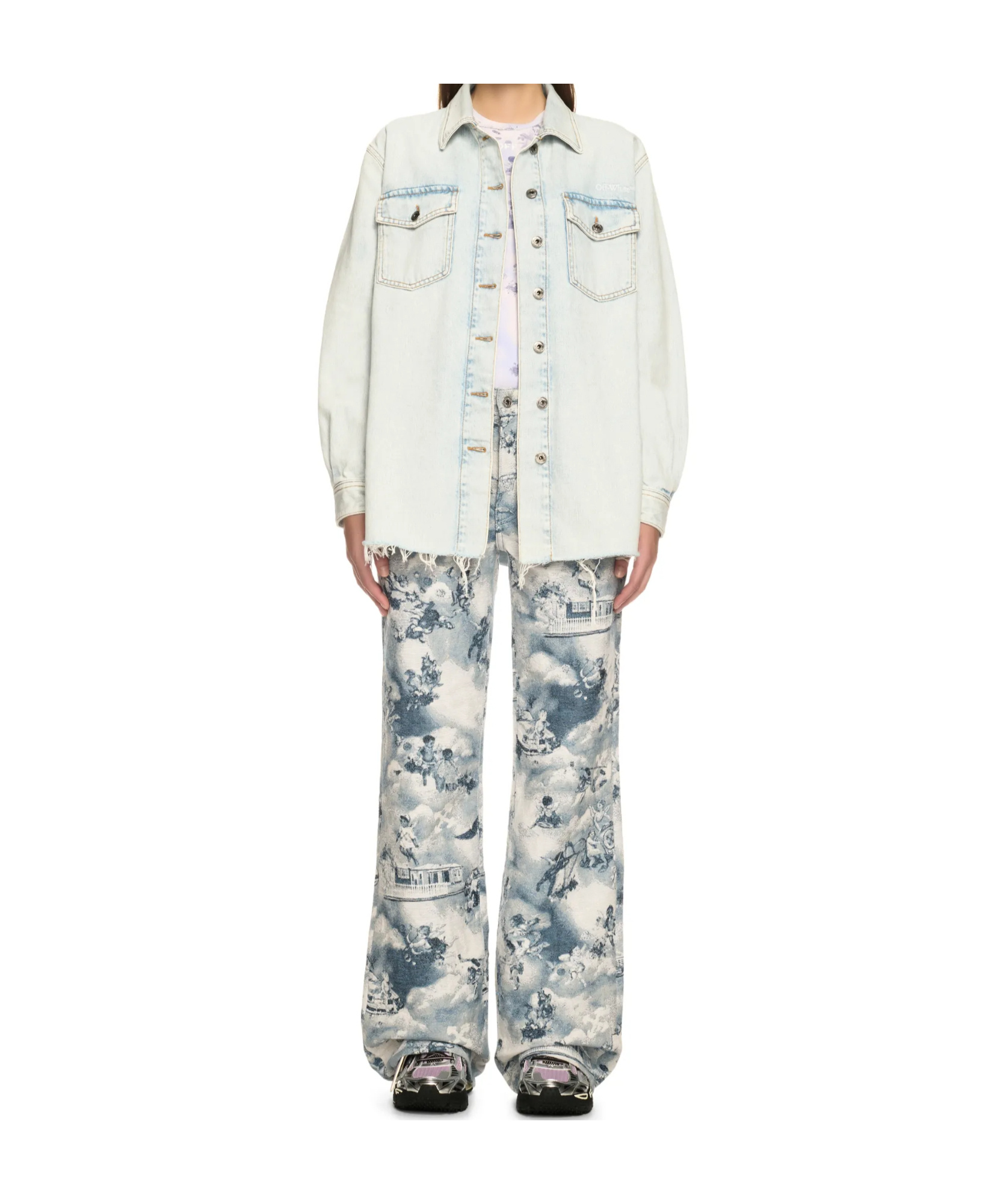 Off-white White Denim Fresco Arrow Shirt Jacket In White