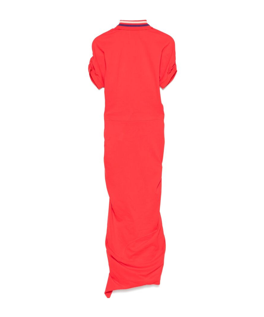 Vivienne Westwood Pulling Ruched Asymmetric Cotton Midi Dress In Orange