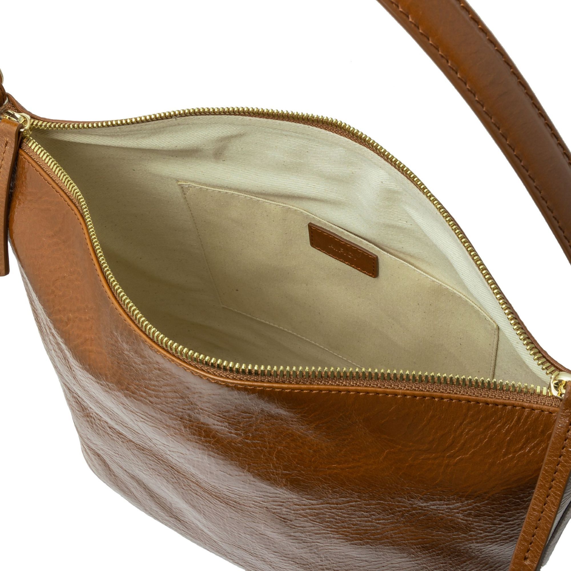 Apc A.p.c. Compact Coffee Leather Handbag With Gold Embossed Detail In Brown