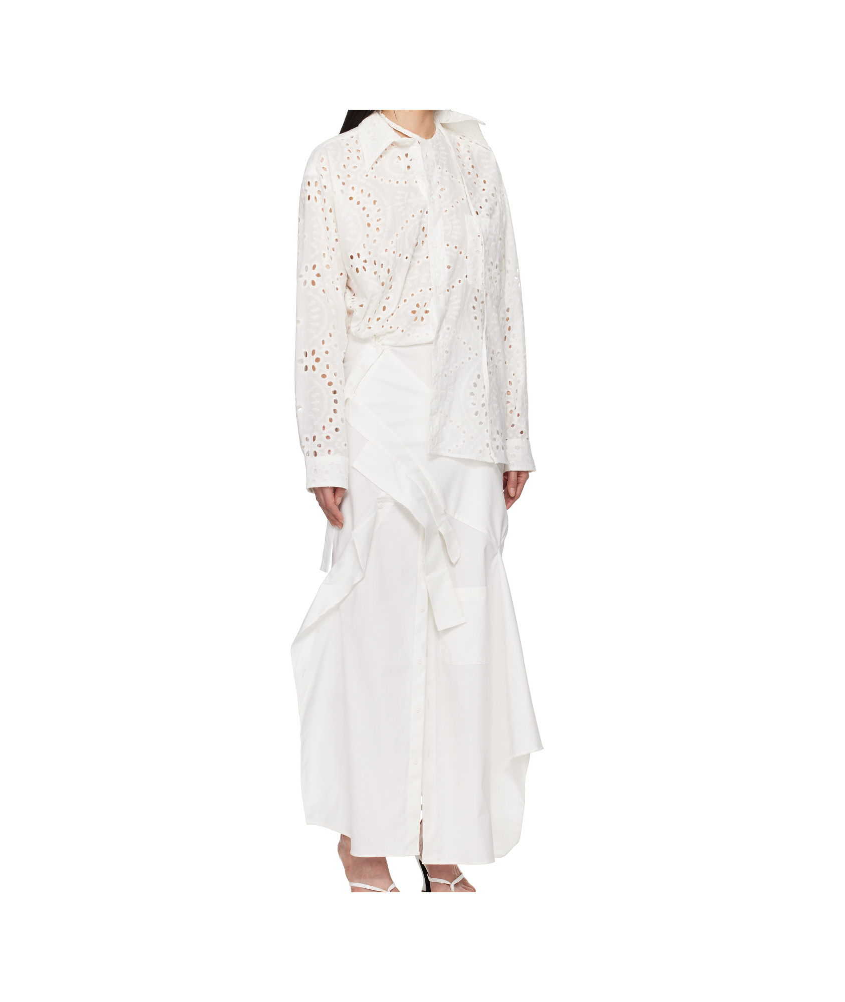 Ottolinger White Deconstructed Shirting Midi Dress In White