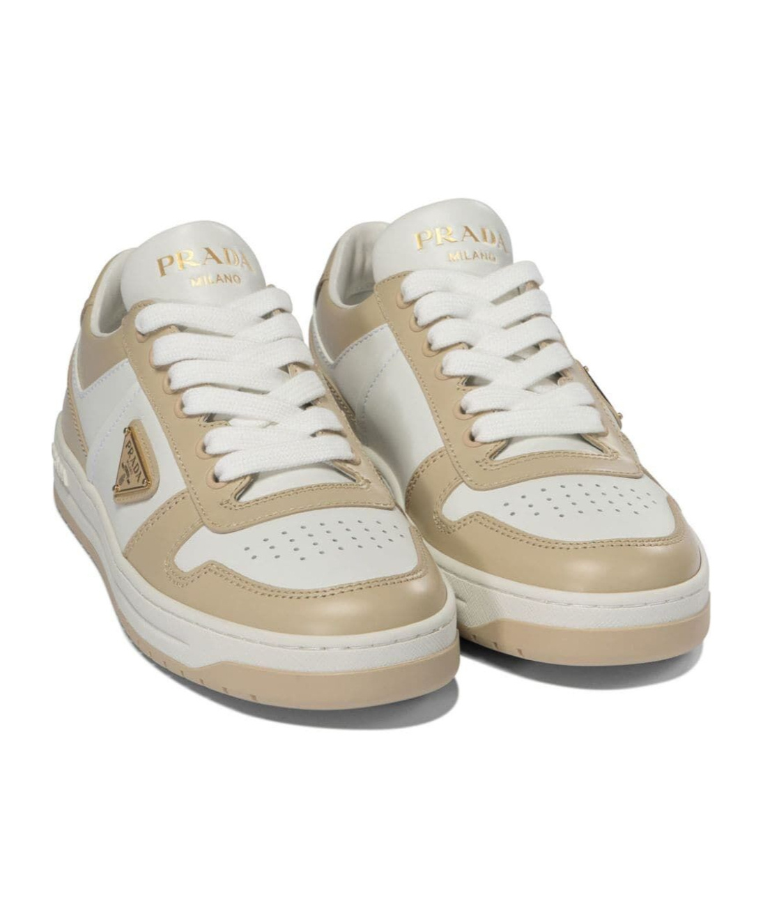 Prada Women Downtown Two-tone Sneakers In Nude