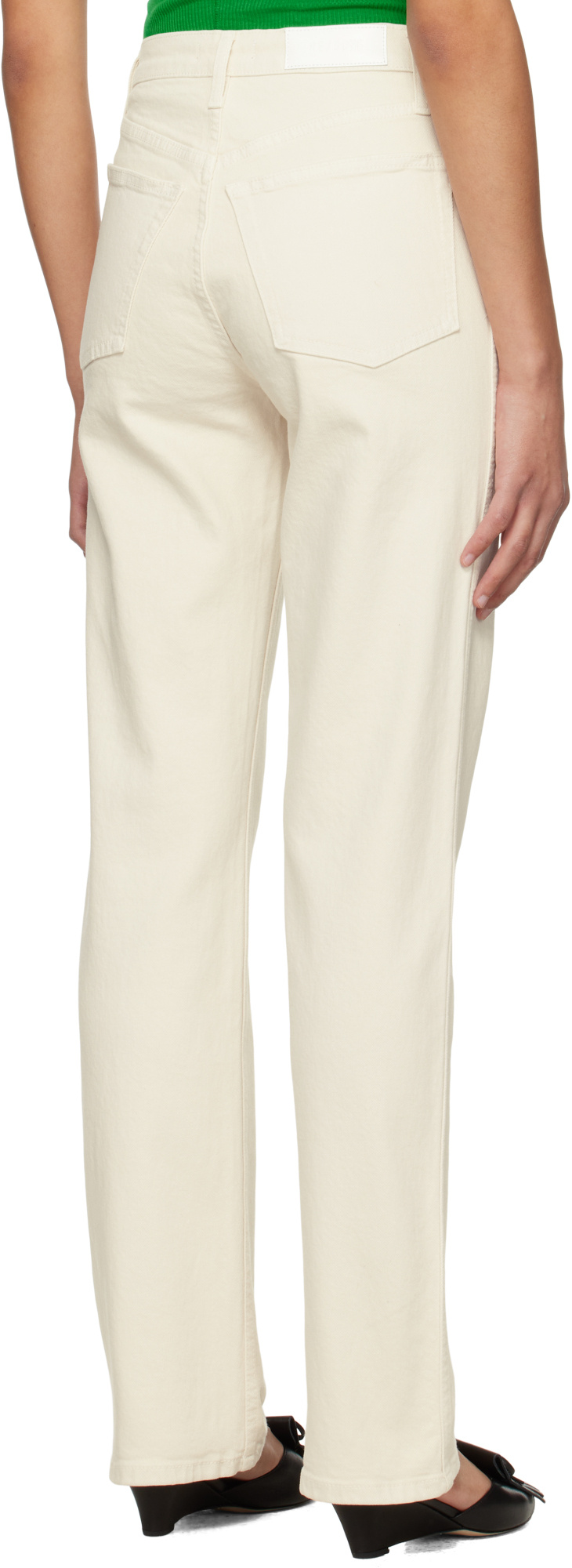 Re/done Originals High-rise Ankle Crop Frayed Skinny Jeans In White