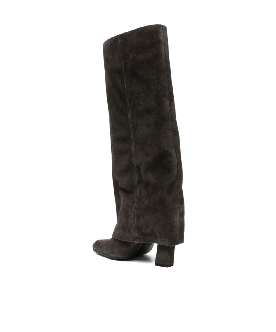 Ash Square-toe Side-zip Suede Boots In Black
