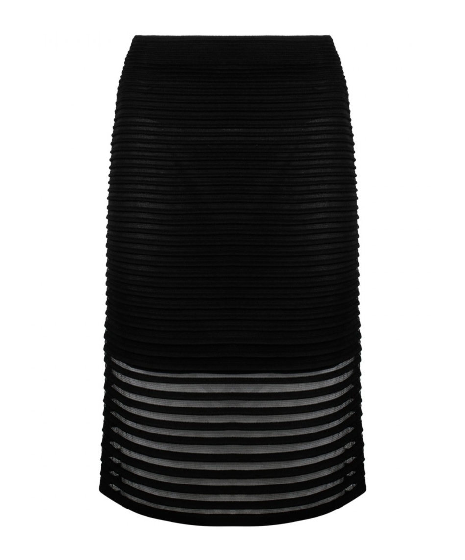 ALAÏA STRIPED MESH PENCIL SKIRT