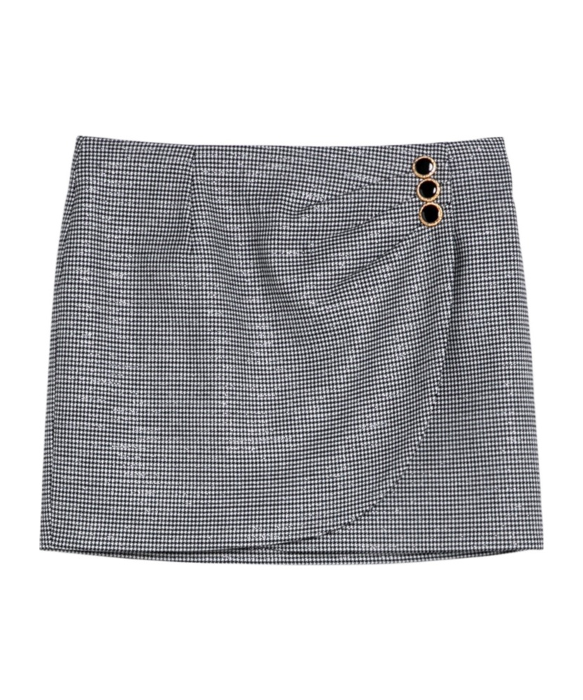 Shop Alessandra Rich Houndstooth Mini Skirt In Gray