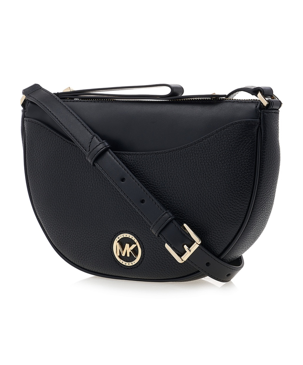 Michael Kors Leather Logo-plaque Saddle Bag In Black