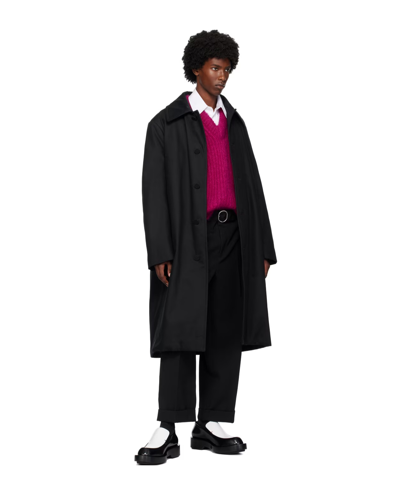 Jil Sander Lapel Button-down Coat In Black
